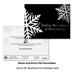 Carte Postale De Vacances En Aluminium Élégant Black Silver Winter Snowflake Business