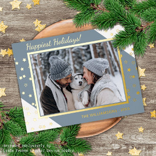 Carte Postale De Vacances En Aluminium Élégant Chic Twinkings Stars Motif Gold