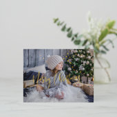 Carte Postale De Vacances En Aluminium Élégant et simple vrai Foil Photo Joyeux Noël (Debout devant)