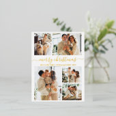 Carte Postale De Vacances En Aluminium Elegant Gold Script 6 Photo Collage Christmas Real (Debout devant)