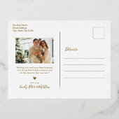 Carte Postale De Vacances En Aluminium Elegant Gold Script 6 Photo Collage Christmas Real (Verso)