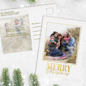 Carte Postale De Vacances En Aluminium Élégant Joyeux Noël Script Deux Photo