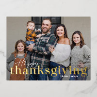 Elégant Mélange Foil Photo Thanksgiving Postcard