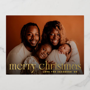Carte Postale De Vacances En Aluminium Élégant plaisir Joyeux Noël Famille Gold Photo