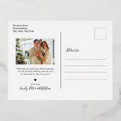 Carte Postale De Vacances En Aluminium Elegant Real Gold Foil Script 4 Photo Collage (Verso)
