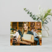 Carte Postale De Vacances En Aluminium Élégant Script Coeur Photo Graduation Merci (Debout devant)