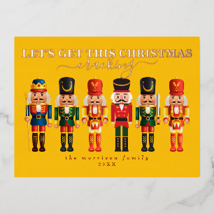 Carte Postale De Vacances En Aluminium Élégante carte de Noël Foil Nutcracker moderne