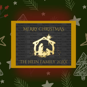 Carte Postale De Vacances En Aluminium Élégante crèche Scène Gold Noël