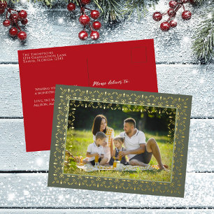 Carte Postale De Vacances En Aluminium Élégante photo de Noël Snowflake Motif