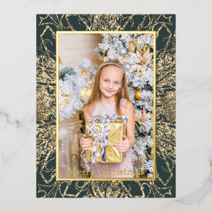 Carte Postale De Vacances En Aluminium Élégante Photo Réaliste de Joyeux Noël en Or