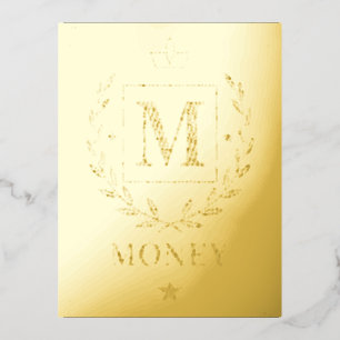 Carte Postale De Vacances En Aluminium "Emblème Royal NMKY – Monogramme M Crest Design"
