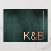 Carte Postale De Vacances En Aluminium Emerald Green moderne Noir mariage élégant RSVP (Recto)