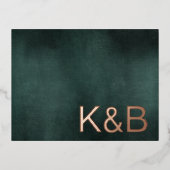 Carte Postale De Vacances En Aluminium Emerald Green moderne Noir mariage élégant RSVP (Recto)