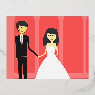 CARTE POSTALE DE VACANCES EN ALUMINIUM ENREGISTRER LA DATE MARIAGE VOITURE POSTCARD FOIL