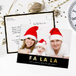 Carte Postale De Vacances En Aluminium Fa La Black Gold Photo de Noël moderne<br><div class="desc">Fa La La Black Gold Modern Christmas Photo Modern Real Foil Carte Postale Foil Véritable. Envoyez des voeux de vacances à vos proches avec cette carte de vacances moderne et festive. Tous les textes sont pré-arrangés pour que vous personnalisiez facilement et rapidement avec vos propres détails. Joyeuses fêtes !</div>