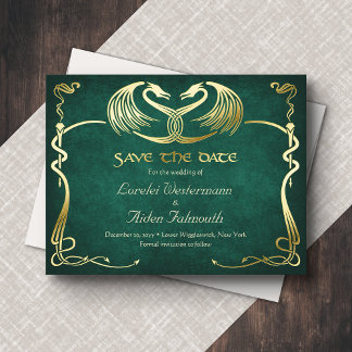 Carte Postale De Vacances En Aluminium Fantasy Dragon Green Wedding Save the Date Card
