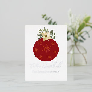 Carte Postale De Vacances En Aluminium Feliz Navidad-Joyeux Noël Ornement Rouge Fêtes