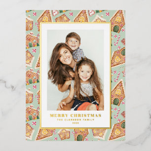Carte Postale De Vacances En Aluminium Festif pain d'épices Maison Mint Photo Noël