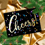 Carte Postale De Vacances En Aluminium Festif personnalisé couleur or Fireworks Confetti<br><div class="desc">Contemporain classique de nouvelles années de vacances carte de voeux avec feu d'artifice confetti multicolore et doré motif et mignon véritable feuille d'or Cheers! texte de calligraphie. Avec l'option et la place pour customiser le texte, le nom de famille, l'adresse de retour, la date de l'année et un message de...</div>