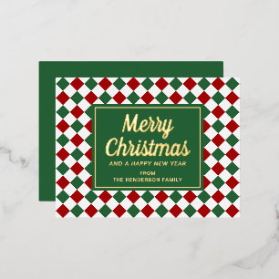 Carte Postale De Vacances En Aluminium Festive Green Checked Joyeux Noël