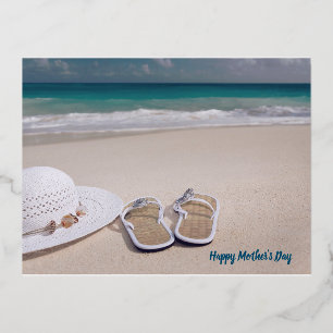 Carte Postale De Vacances En Aluminium Fête des Mères Plage . Tongs ,Océan