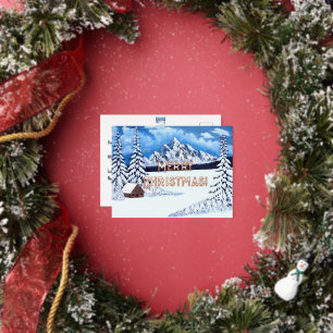 Carte Postale De Vacances En Aluminium Fêtes en Papier D'or Rose Hiver Merveilleux