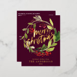 Carte Postale De Vacances En Aluminium feuillage Bourgogne élégant non photo Noël<br><div class="desc">Joyeux Noël aquarelle fleurie Bourgogne Carte de feuille de vacances. Belle aquarelle peinte feuillage et texte de script moderne. Partie d'une collection.</div>