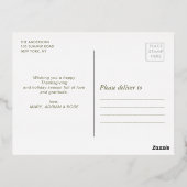 Carte Postale De Vacances En Aluminium feuille d'or rustique lettrage bon thanksgiving ca (Verso)