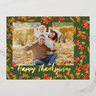 Carte Postale De Vacances En Aluminium Feuilles d'automne Bon thanksgiving 2 Photo