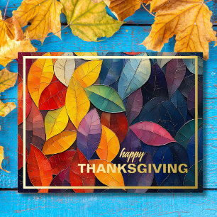 Carte Postale De Vacances En Aluminium Feuilles de Thanksgiving colorées abstraites d'aut