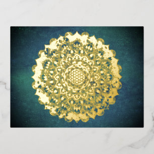 Carte Postale De Vacances En Aluminium Fleur De Vie - Mandala India Style 2