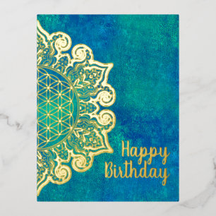 Carte Postale De Vacances En Aluminium Fleur de Vie - Mandala indien 2