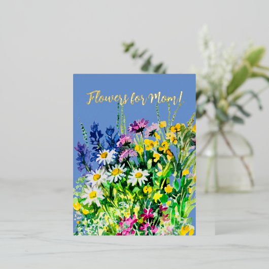 Carte Postale De Vacances En Aluminium Fleurs pour la meilleure maman ! (Debout devant)