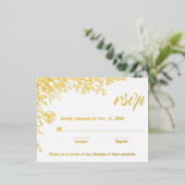 Carte Postale De Vacances En Aluminium Fleurs sauvages Gold Foil Mariage RSVP (Debout devant)