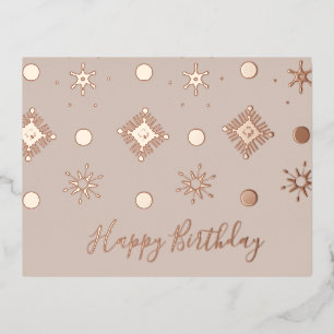 Carte Postale De Vacances En Aluminium Flocons de neige pour un Noël d'anniversaire rose