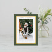Carte Postale De Vacances En Aluminium Fog Green Moderne Gold Frame photo Noël (Debout devant)