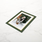 Carte Postale De Vacances En Aluminium Fog Green Moderne Gold Frame photo Noël (Rotation)