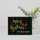Carte Postale De Vacances En Aluminium Foil personnalisé Joyeux Noël Tartan Foil Holi (Debout devant)