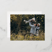Carte Postale De Vacances En Aluminium Foil Stars Modern Script 2 Photo Sparkly Christmas (Recto/Verso)