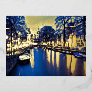 Carte Postale De Vacances En Aluminium Fond d'écran de nuit Amsterdam-67657