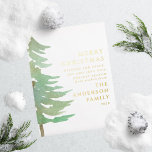 Carte Postale De Vacances En Aluminium Forêt d'aquarelle Joyeux Noël<br><div class="desc">Un design de vacances à thème nature et élégant. Partie d'une collection. Avec un texte élégant et une belle aquarelle design de forêt.</div>