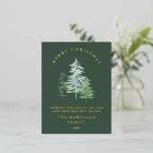 Carte Postale De Vacances En Aluminium Forêt d'aquarelle Joyeux Noël (Debout devant)