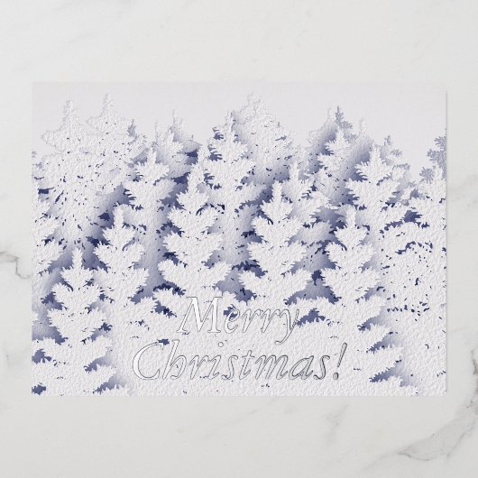 Carte Postale De Vacances En Aluminium Forêt de pins neigeux Noël blanc (Recto)