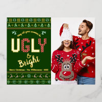 Fun Christmas Photo Nordic Ugly Sweater Real Gold