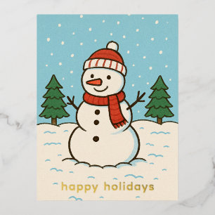 Carte Postale De Vacances En Aluminium Fun Snowman mignon Noël