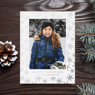 Carte Postale De Vacances En Aluminium Galets de neige dorés Photo Argent