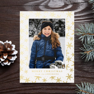 Carte Postale De Vacances En Aluminium Galets de neige dorés Photo Gold