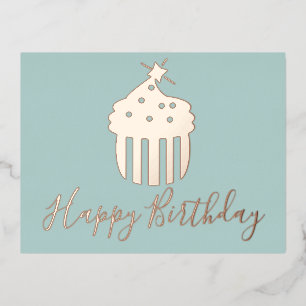 Carte Postale De Vacances En Aluminium Gâteau d'anniversaire Cupcake Papier d'aluminium