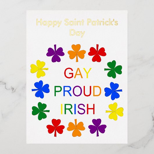 Carte Postale De Vacances En Aluminium Gay Fier irlandais LGBT Rainbow Shamrocks Custom (Recto)