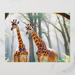 Carte Postale De Vacances En Aluminium Giraffe Animal Nature Faune Affection Soin